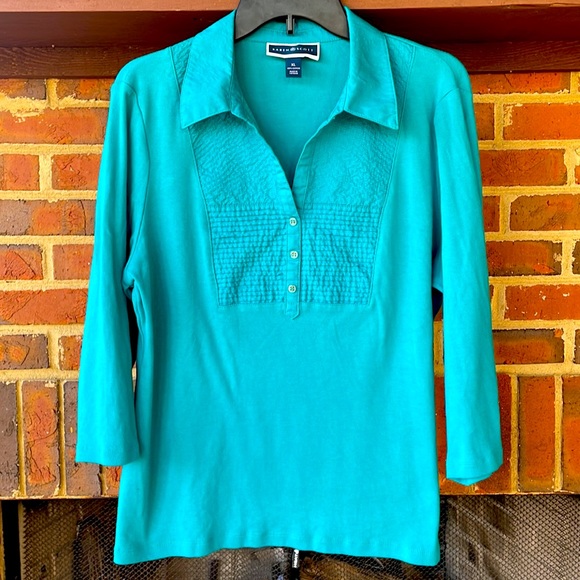Karen Scott Tops - Like new 3/4 sleeve Karen Scott turquoise blouse